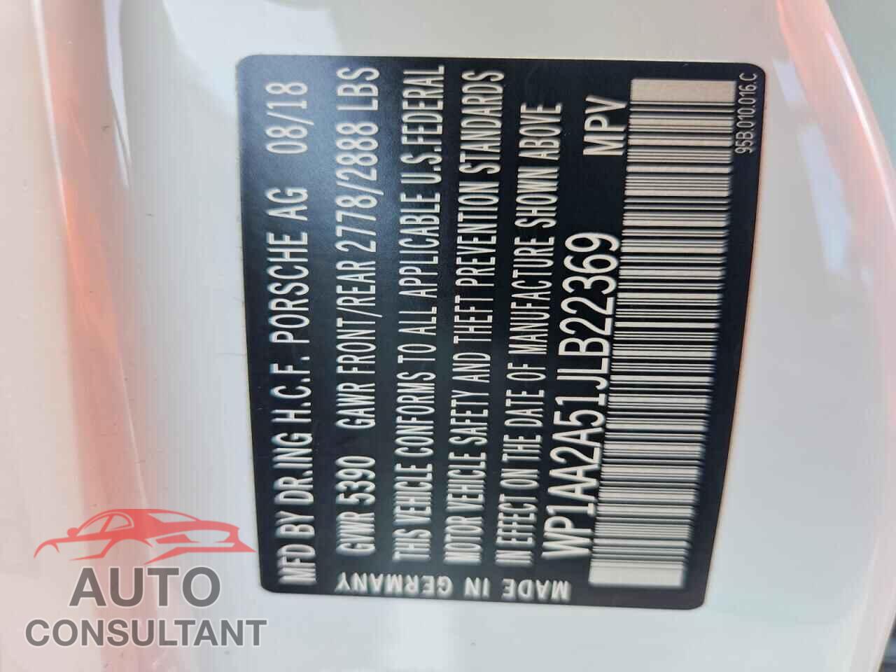 PORSCHE MACAN 2018 - WP1AA2A51JLB22369