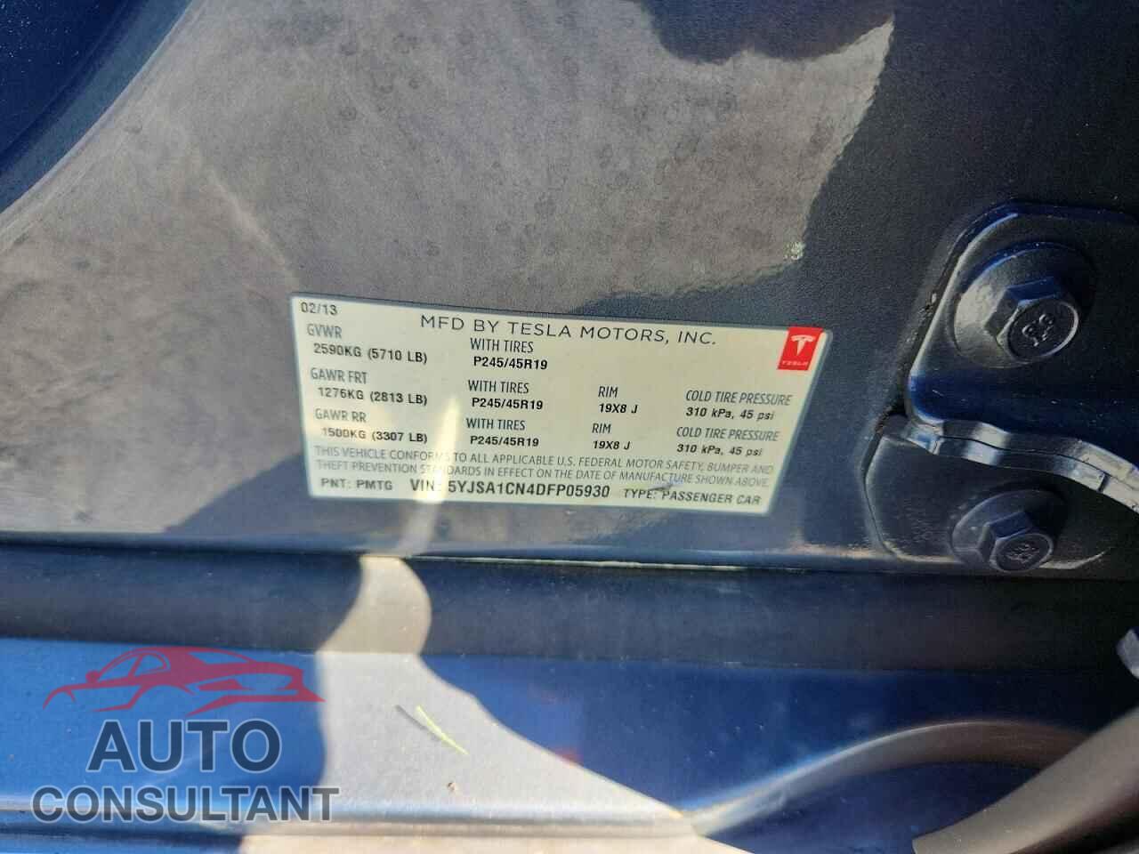 TESLA MODEL S 2013 - 5YJSA1CN4DFP05930