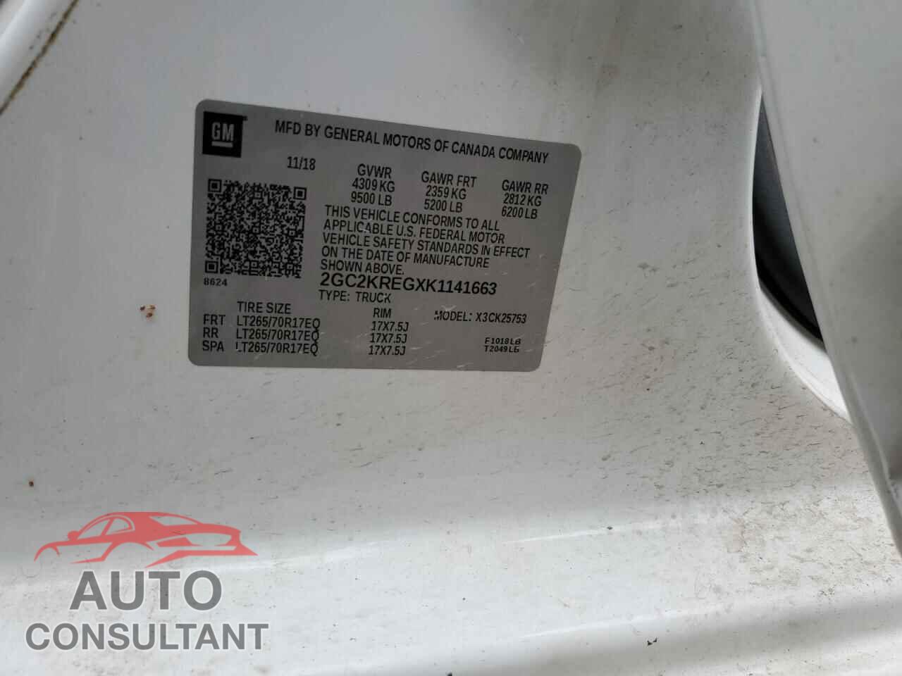AUDI ALL OTHER 2019 - 2GC2KREGXK1141663