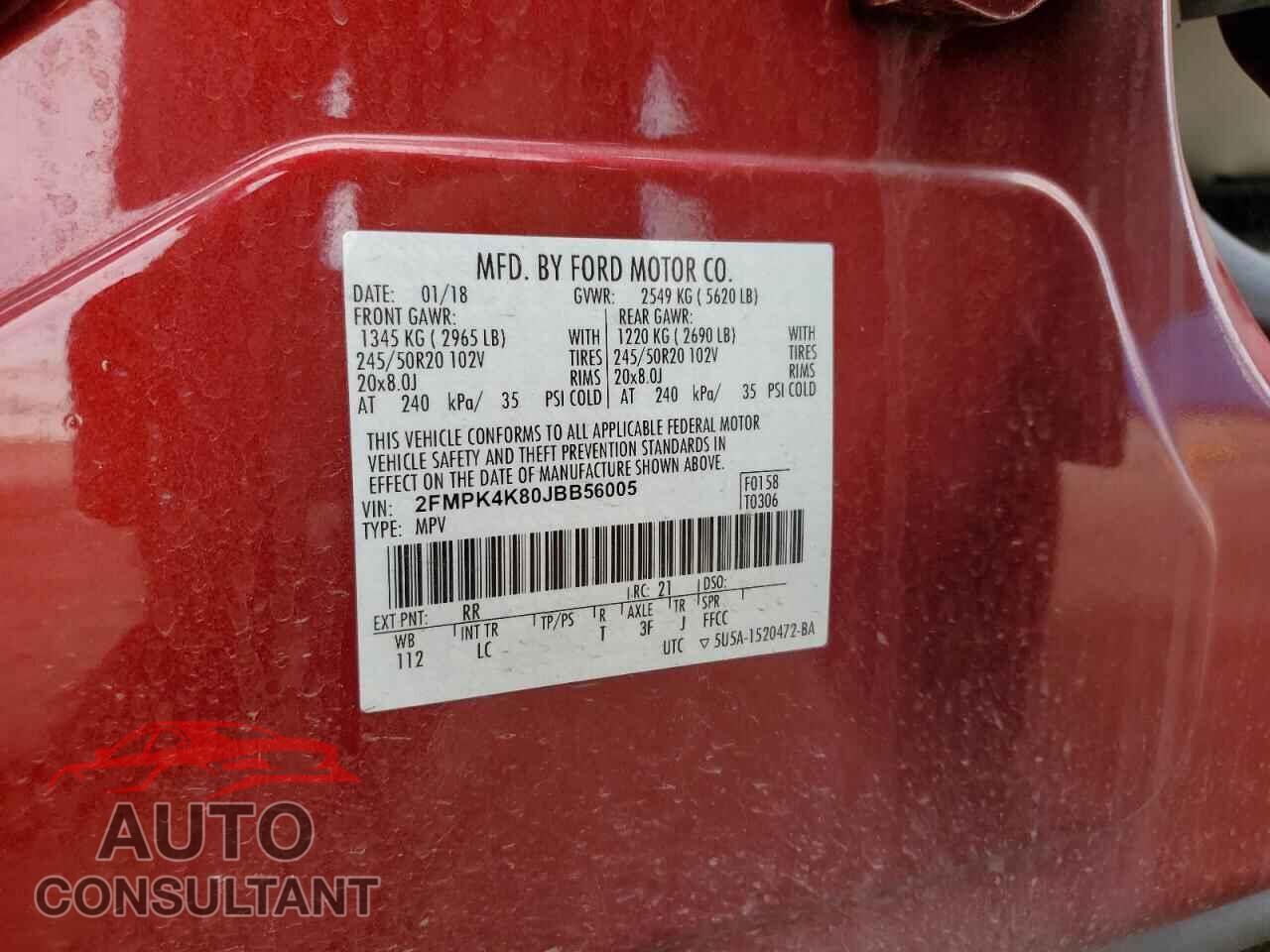FORD EDGE 2018 - 2FMPK4K80JBB56005