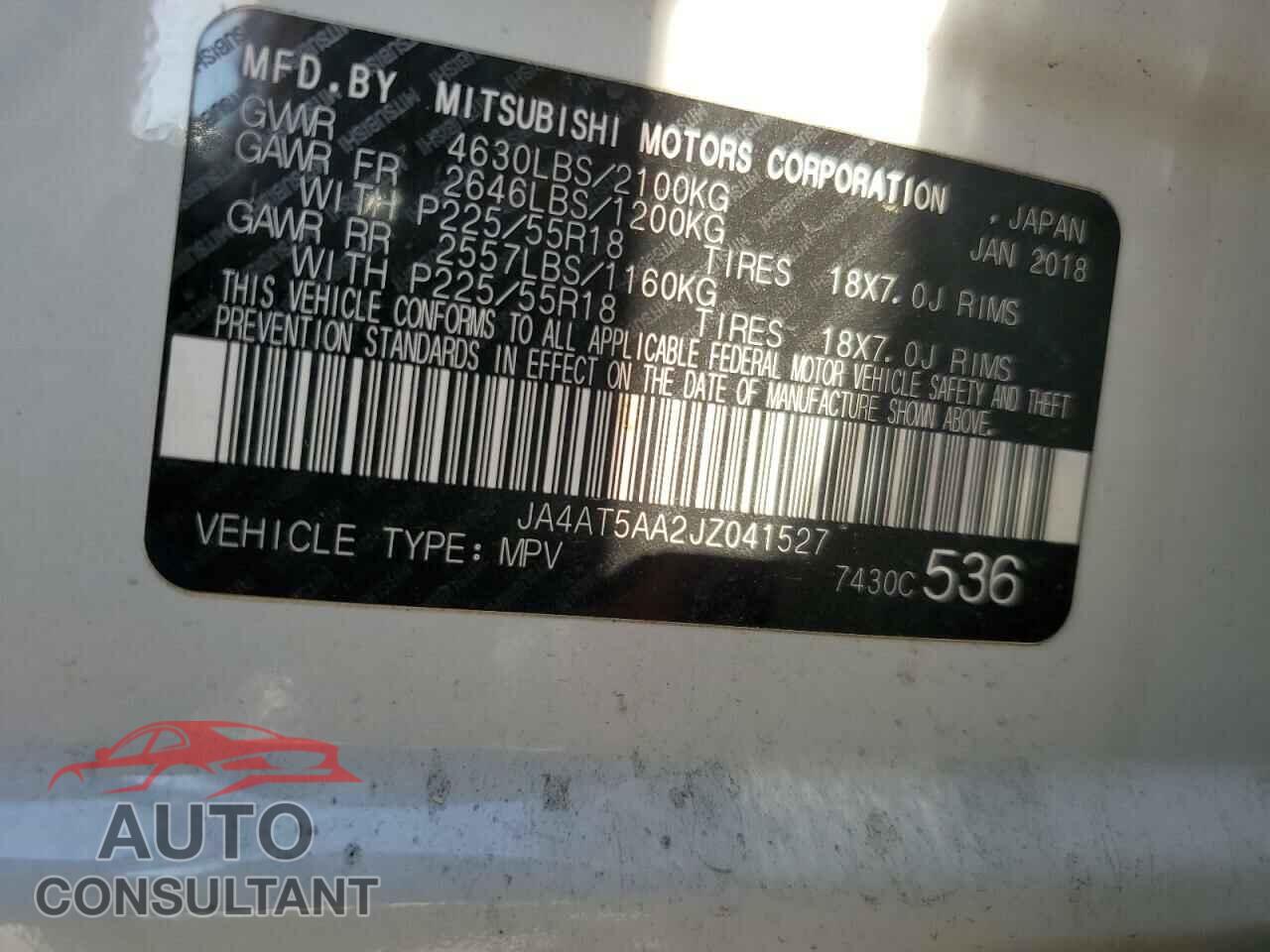 MITSUBISHI ECLIPSE 2018 - JA4AT5AA2JZ041527