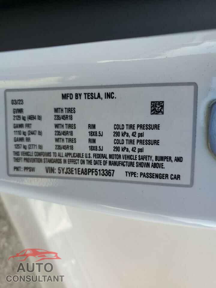 TESLA MODEL 3 2023 - 5YJ3E1EA8PF513367