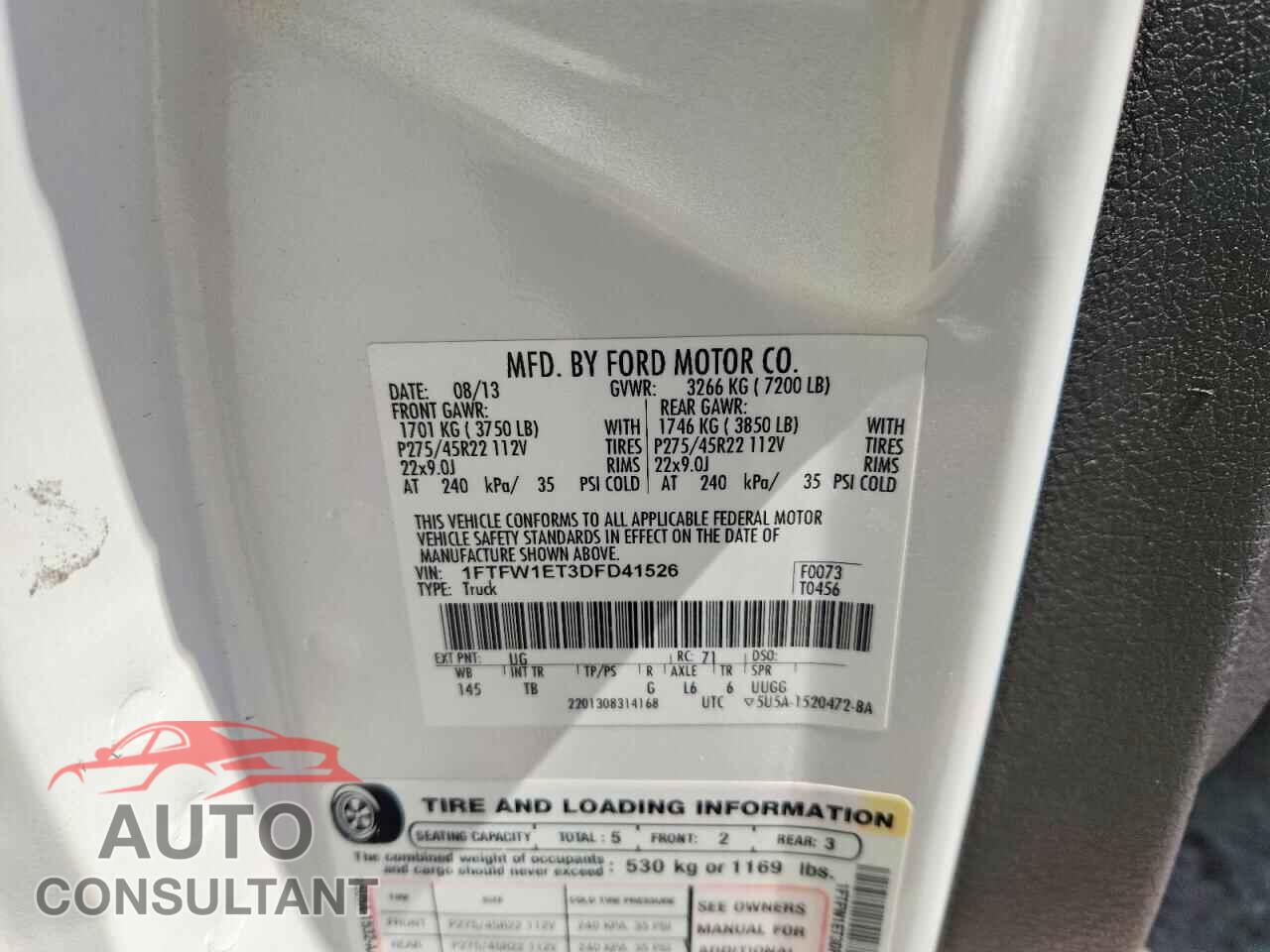 FORD F150 2013 - 1FTFW1ET3DFD41526