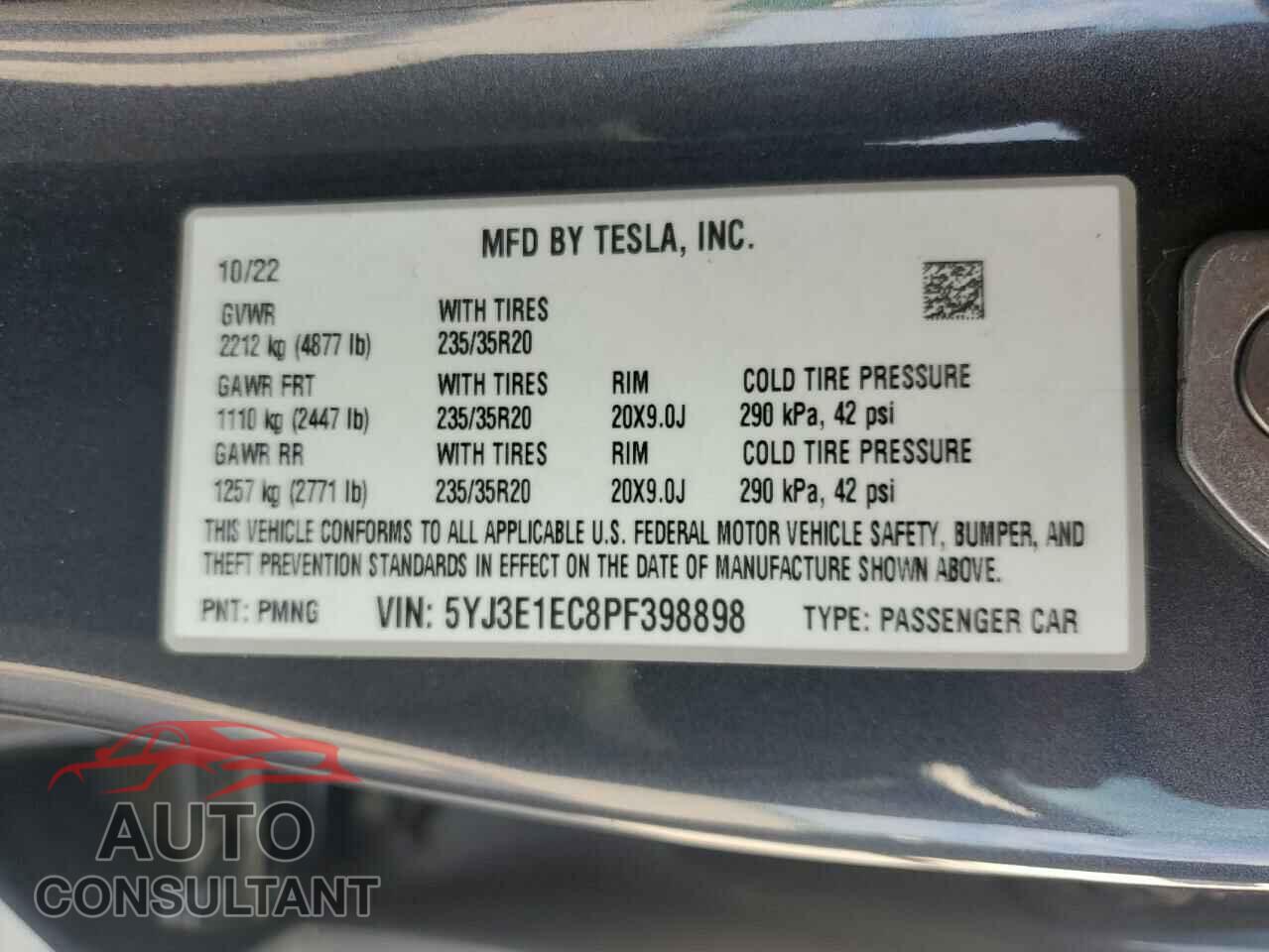 TESLA MODEL 3 2023 - 5YJ3E1EC8PF398898