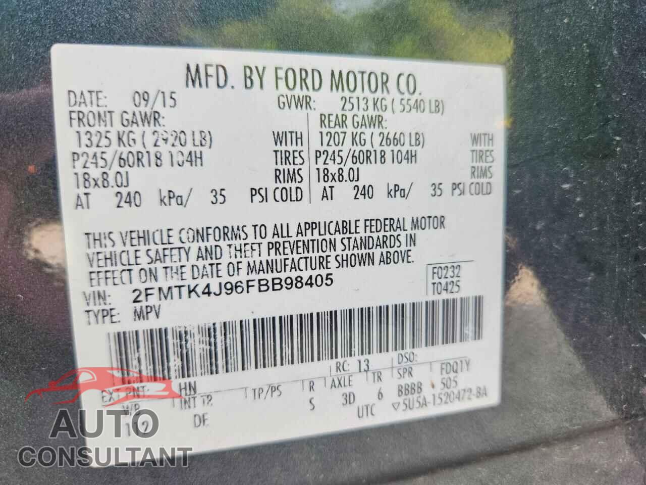 FORD EDGE 2015 - 2FMTK4J96FBB98405