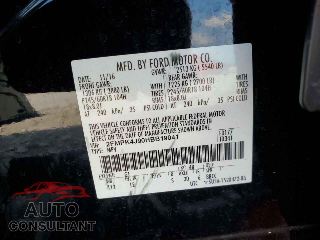 FORD EDGE 2017 - 2FMPK4J90HBB19041