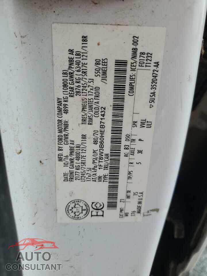 FORD F350 2017 - 1FT8W3B60HEB71432