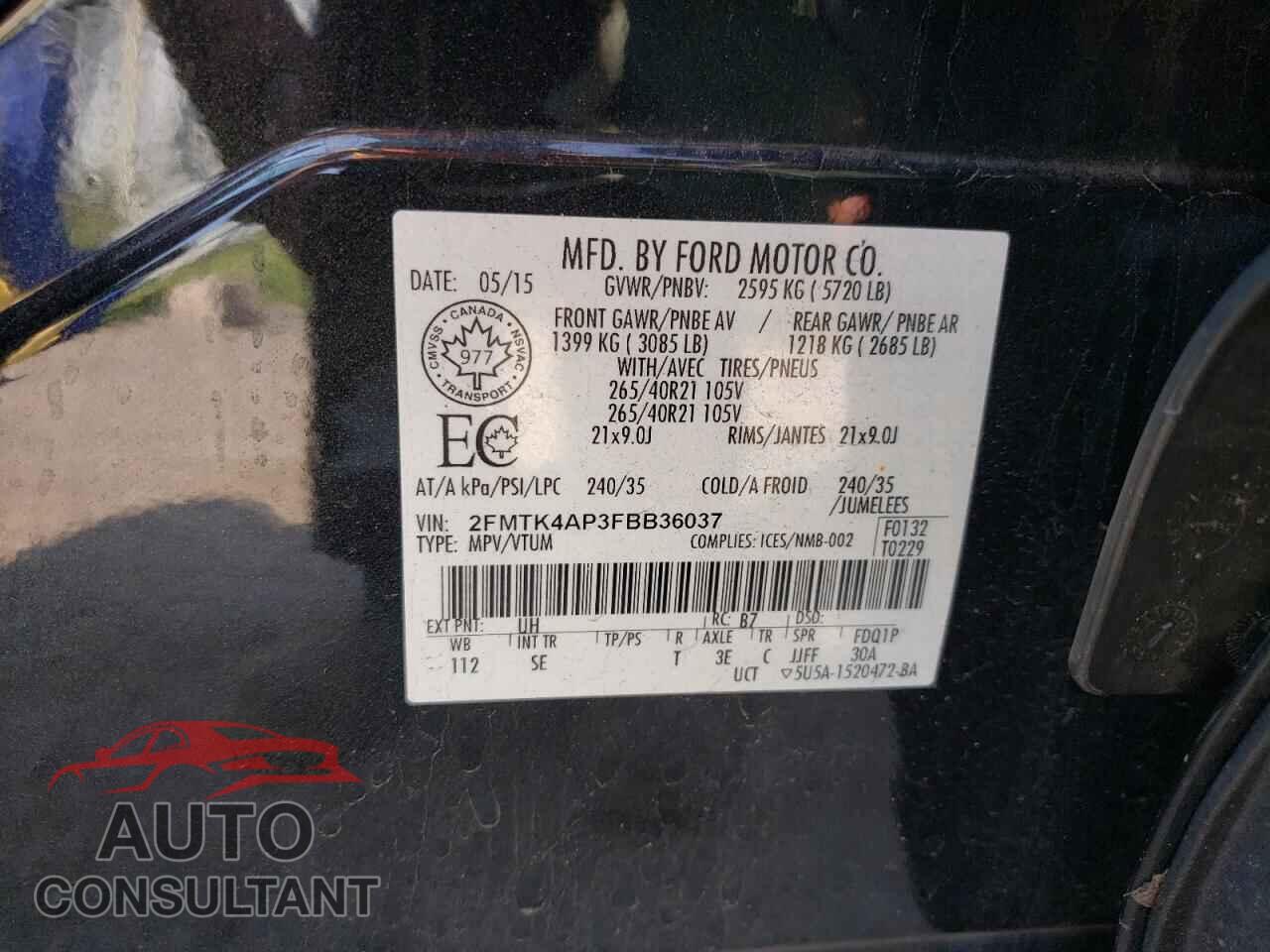FORD EDGE 2015 - 2FMTK4AP3FBB36037
