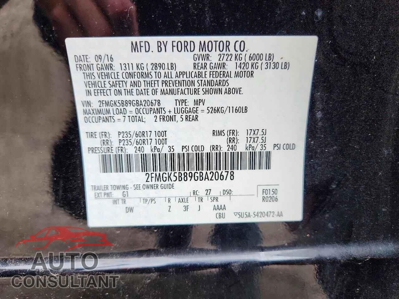 FORD FLEX 2016 - 2FMGK5B89GBA20678