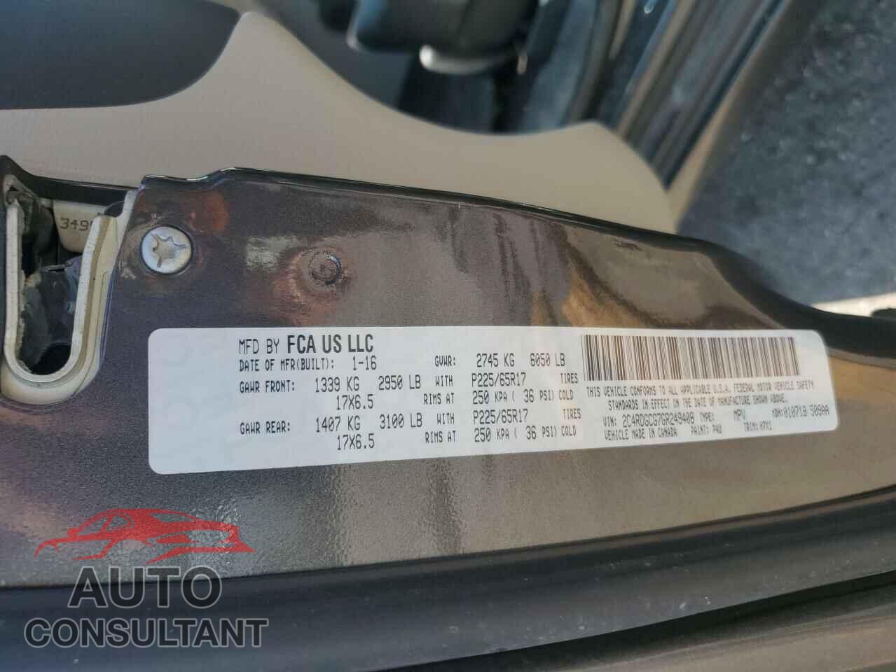DODGE CARAVAN 2016 - 2C4RDGCG7GR249408