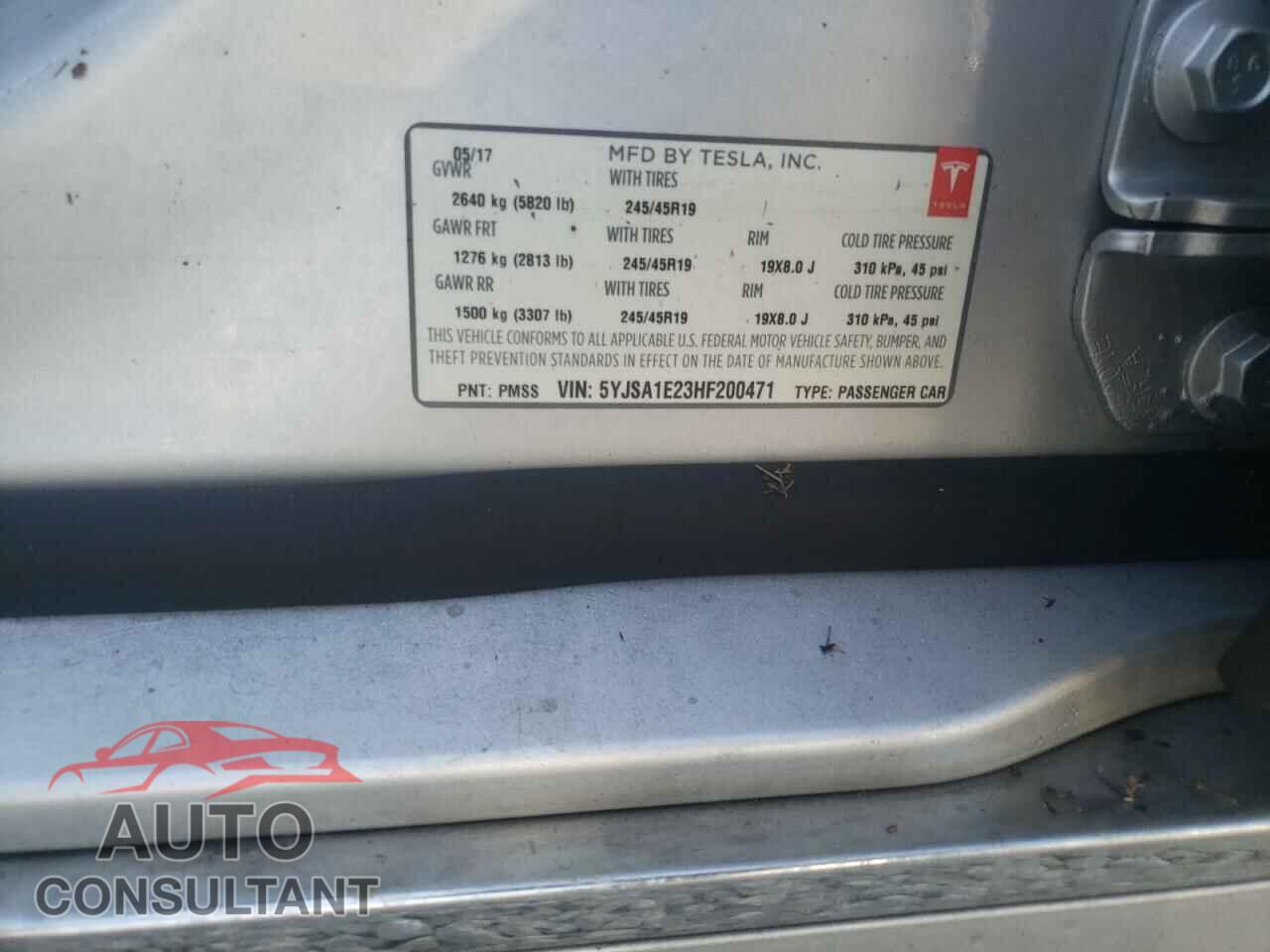 TESLA MODEL S 2017 - 5YJSA1E23HF200471