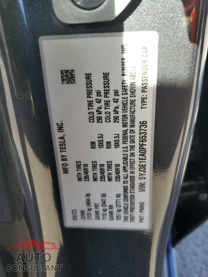 TESLA MODEL 3 2023 - 5YJ3E1EA0PF653736