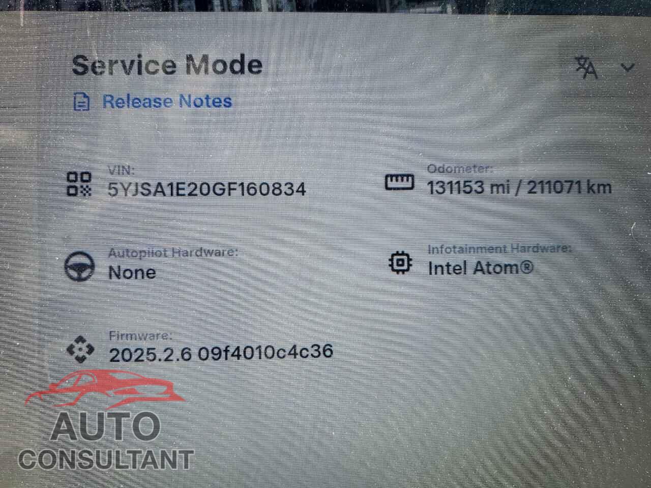 TESLA MODEL S 2016 - 5YJSA1E20GF160834