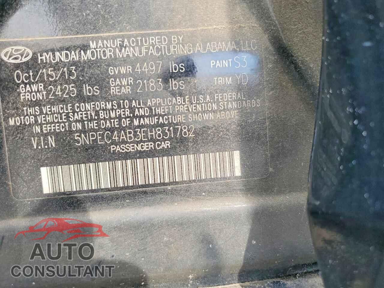HYUNDAI SONATA 2014 - 5NPEC4AB3EH831782