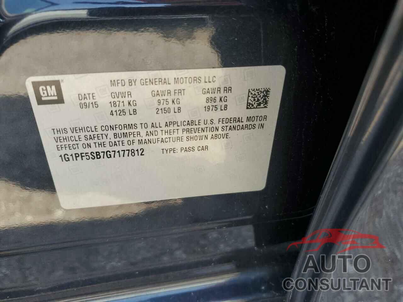 CHEVROLET CRUZE 2016 - 1G1PF5SB7G7177812