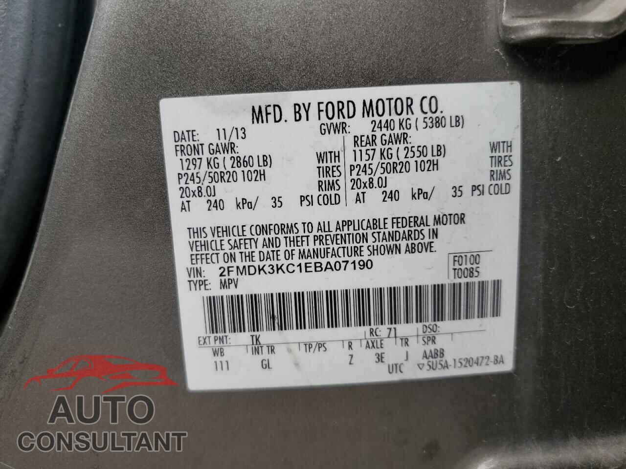 FORD EDGE 2014 - 2FMDK3KC1EBA07190