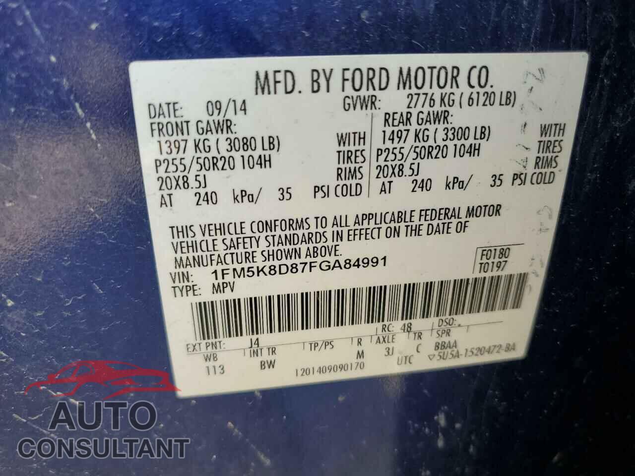 FORD EXPLORER 2015 - 1FM5K8D87FGA84991