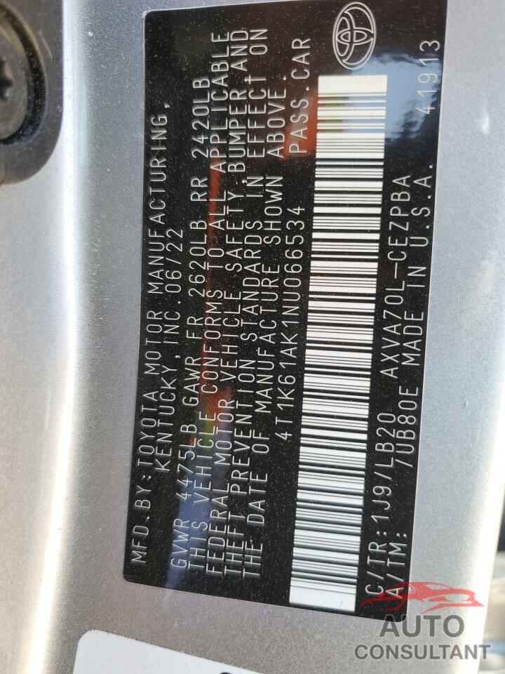 TOYOTA CAMRY 2022 - 4T1K61AK1NU066534