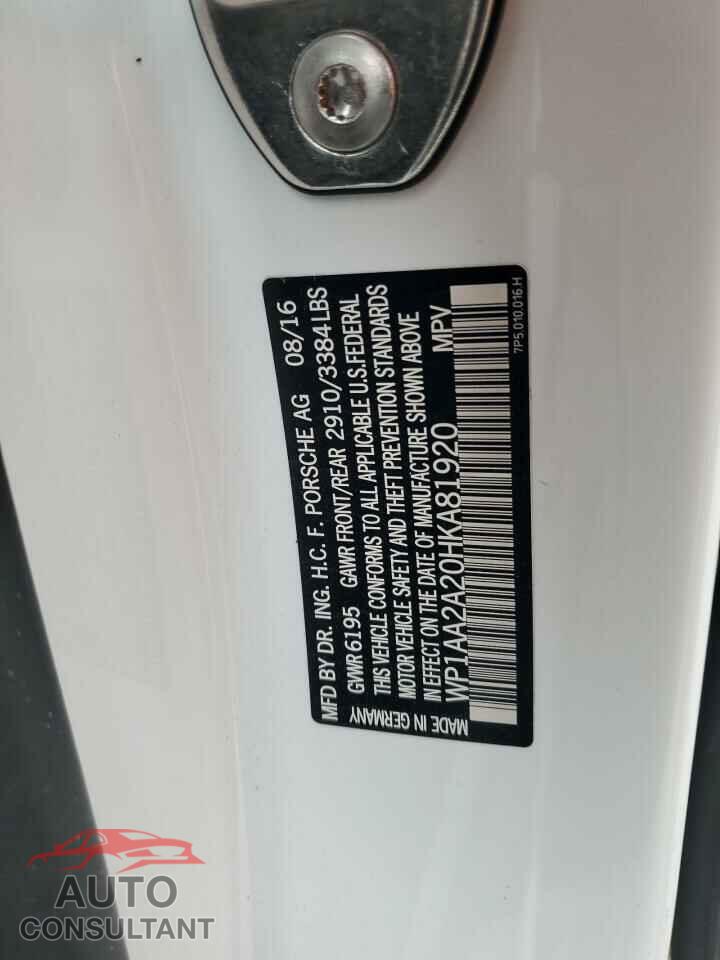 PORSCHE CAYENNE 2017 - WP1AA2A20HKA81920
