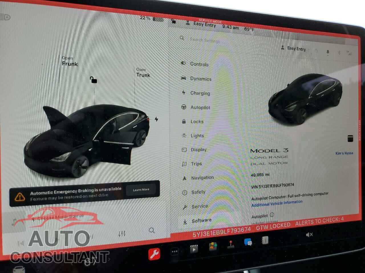 TESLA MODEL 3 2020 - 5YJ3E1EB9LF793674