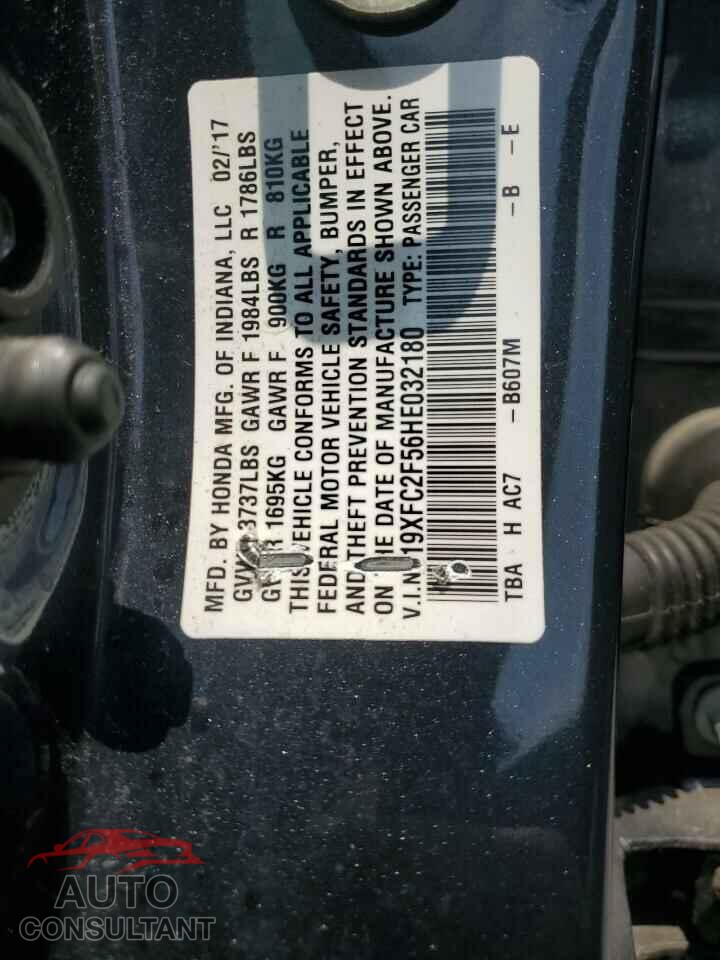 HONDA CIVIC 2017 - 19XFC2F56HE032180