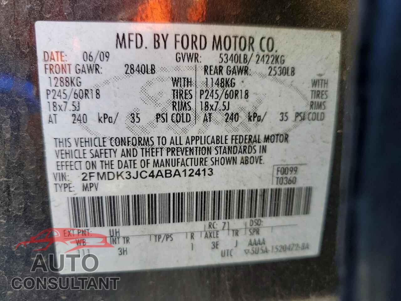 FORD EDGE 2010 - 2FMDK3JC4ABA12413