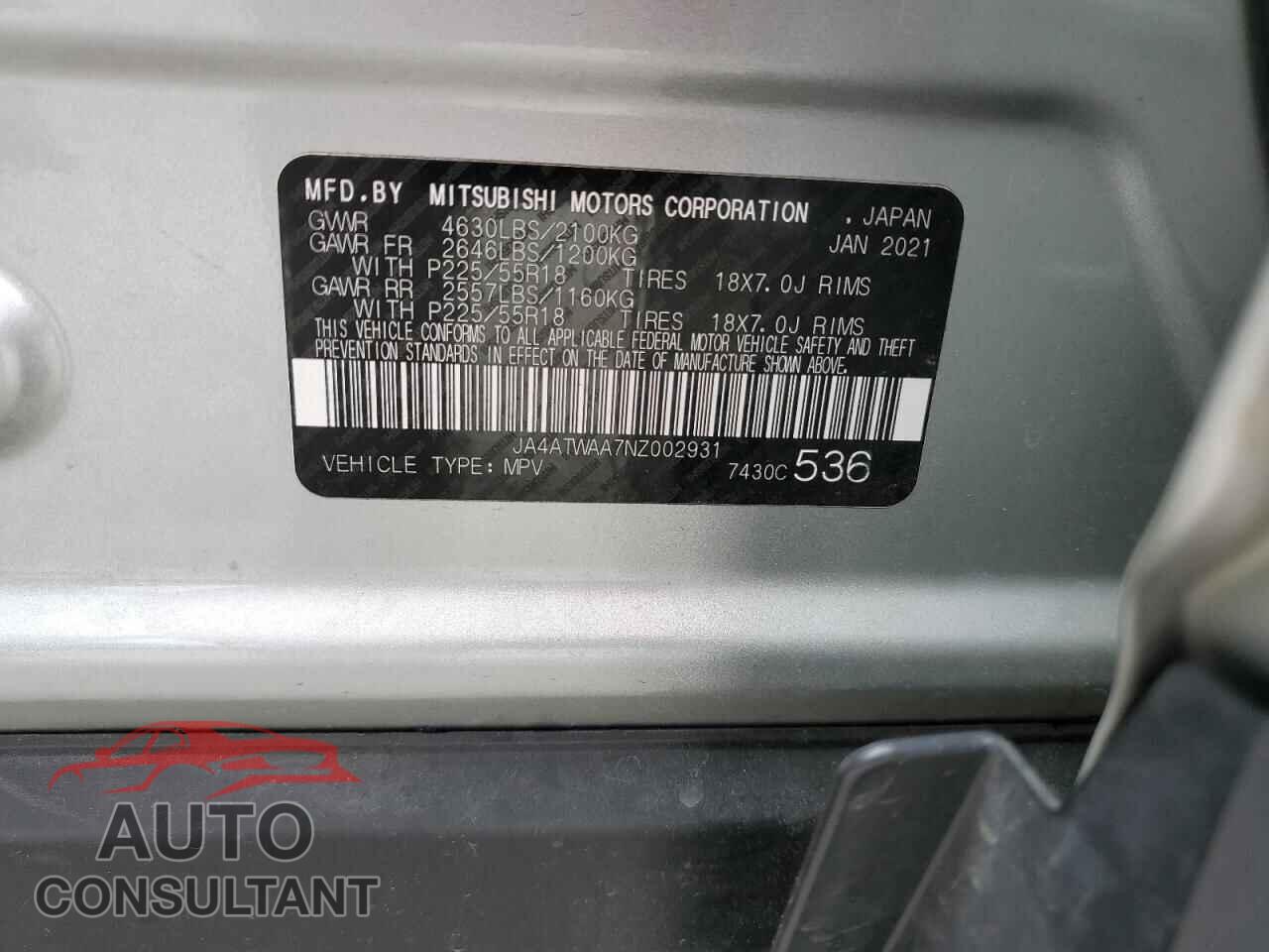 MITSUBISHI ECLIPSE 2022 - JA4ATWAA7NZ002931