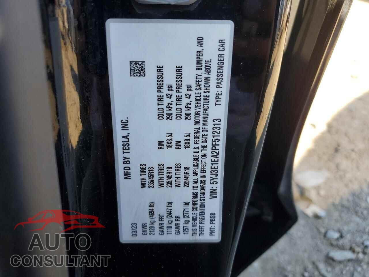 TESLA MODEL 3 2023 - 5YJ3E1EA2PF512313