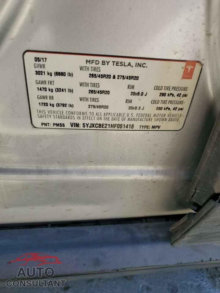 TESLA MODEL X 2017 - 5YJXCBE21HF051418