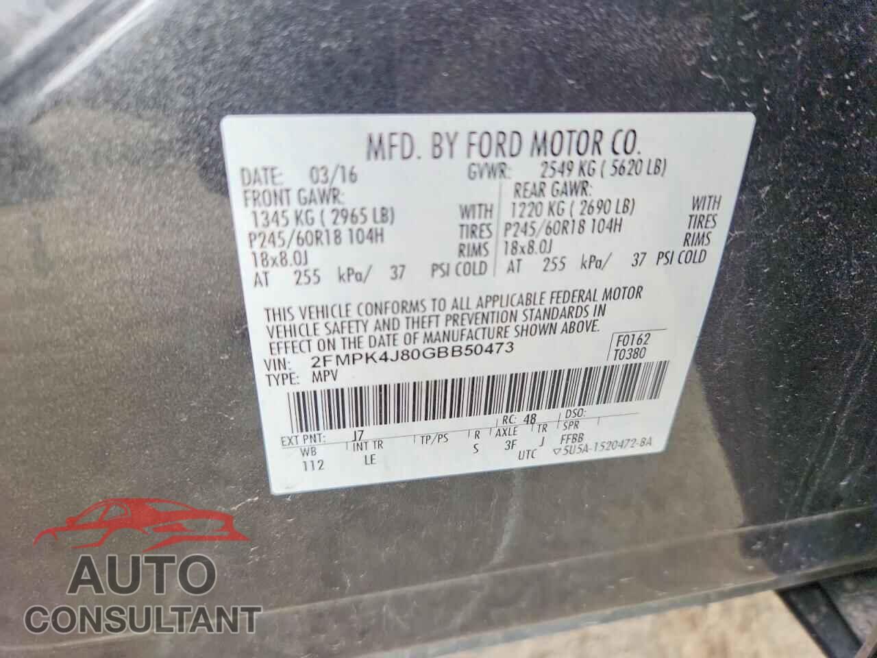 FORD EDGE 2016 - 2FMPK4J80GBB50473