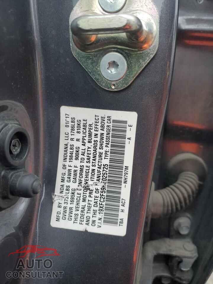 HONDA CIVIC 2017 - 19XFC2F59HE025725
