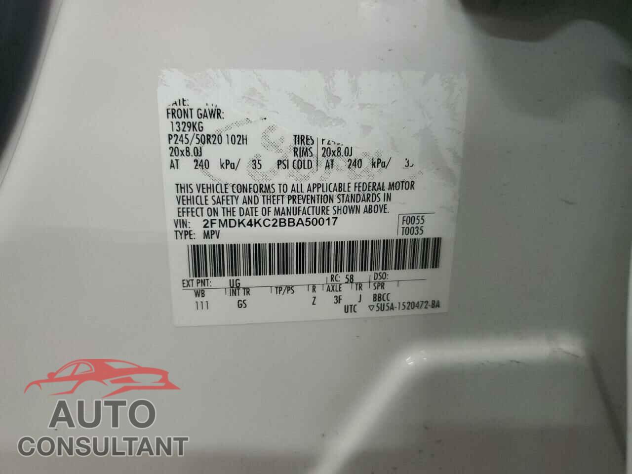 FORD EDGE 2011 - 2FMDK4KC2BBA50017
