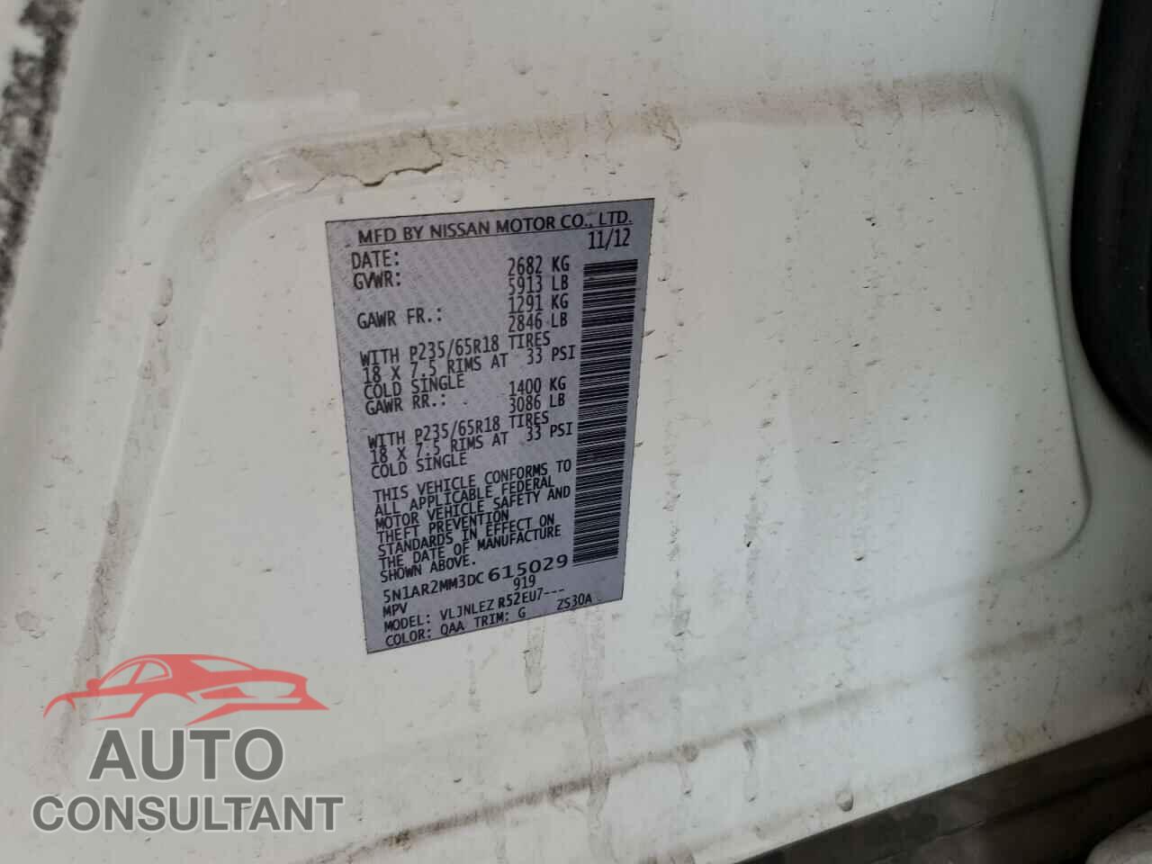 NISSAN PATHFINDER 2013 - 5N1AR2MM3DC615029