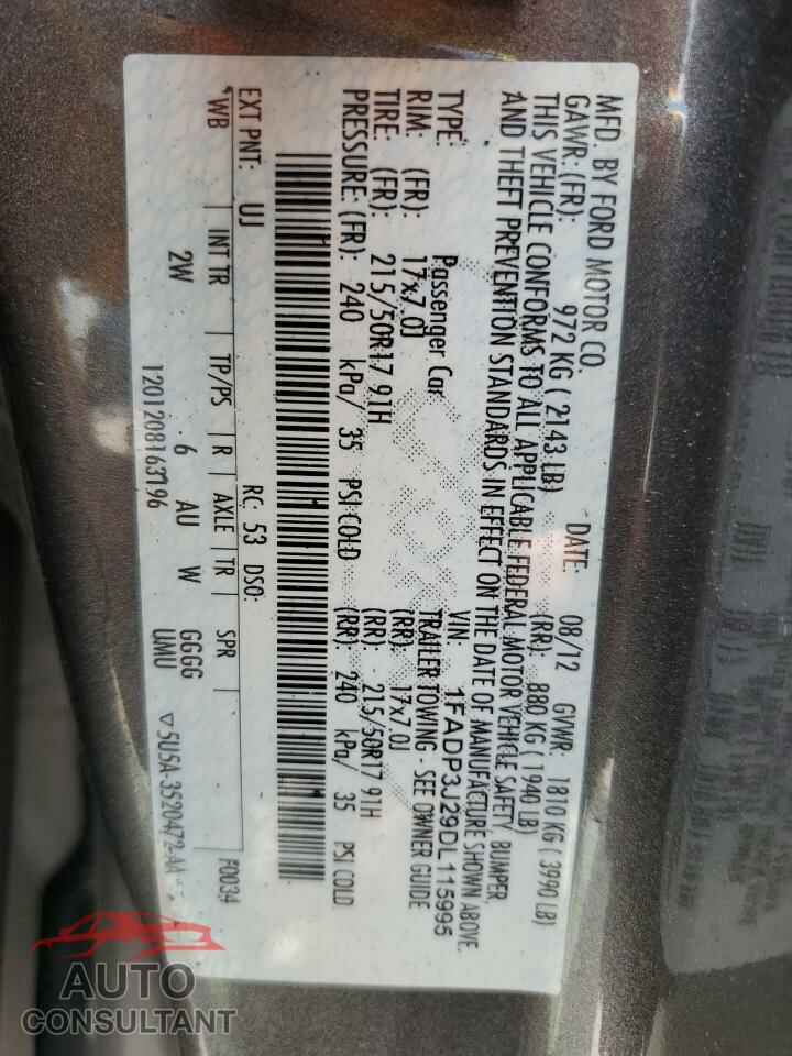 FORD FOCUS 2013 - 1FADP3J29DL115995