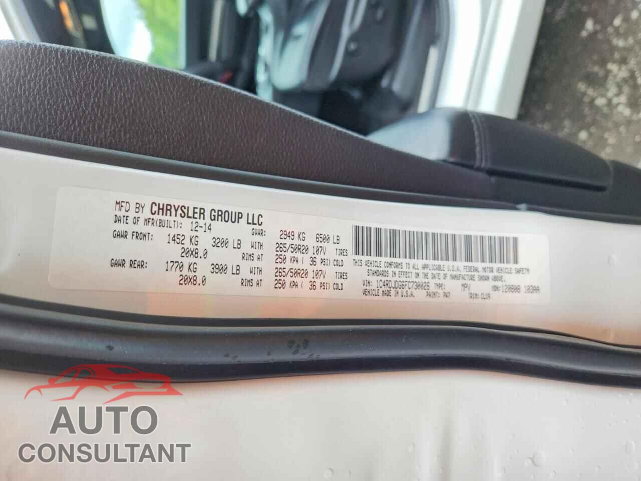 DODGE DURANGO 2015 - 1C4RDJDG6FC730026