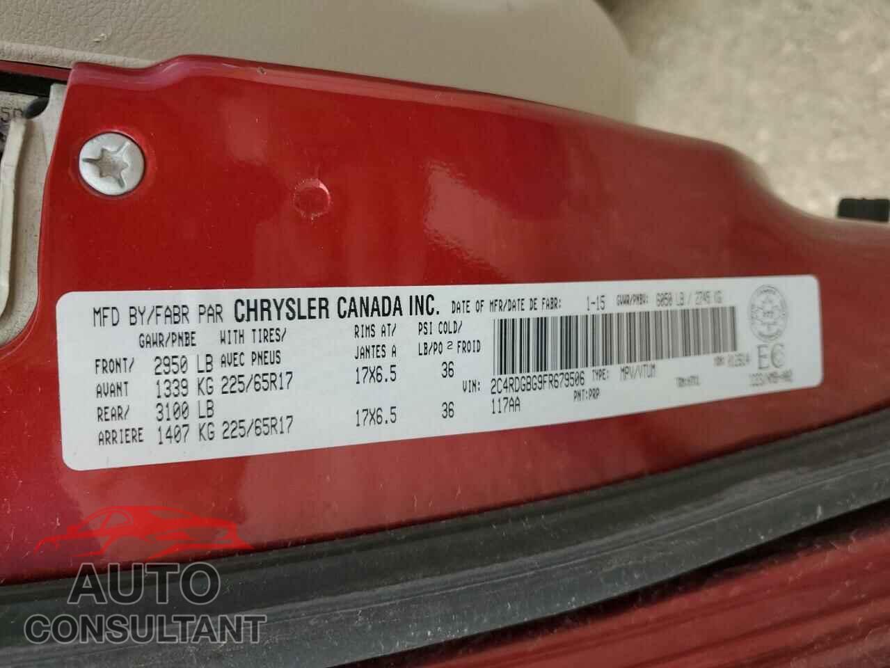 DODGE CARAVAN 2015 - 2C4RDGBG9FR679506