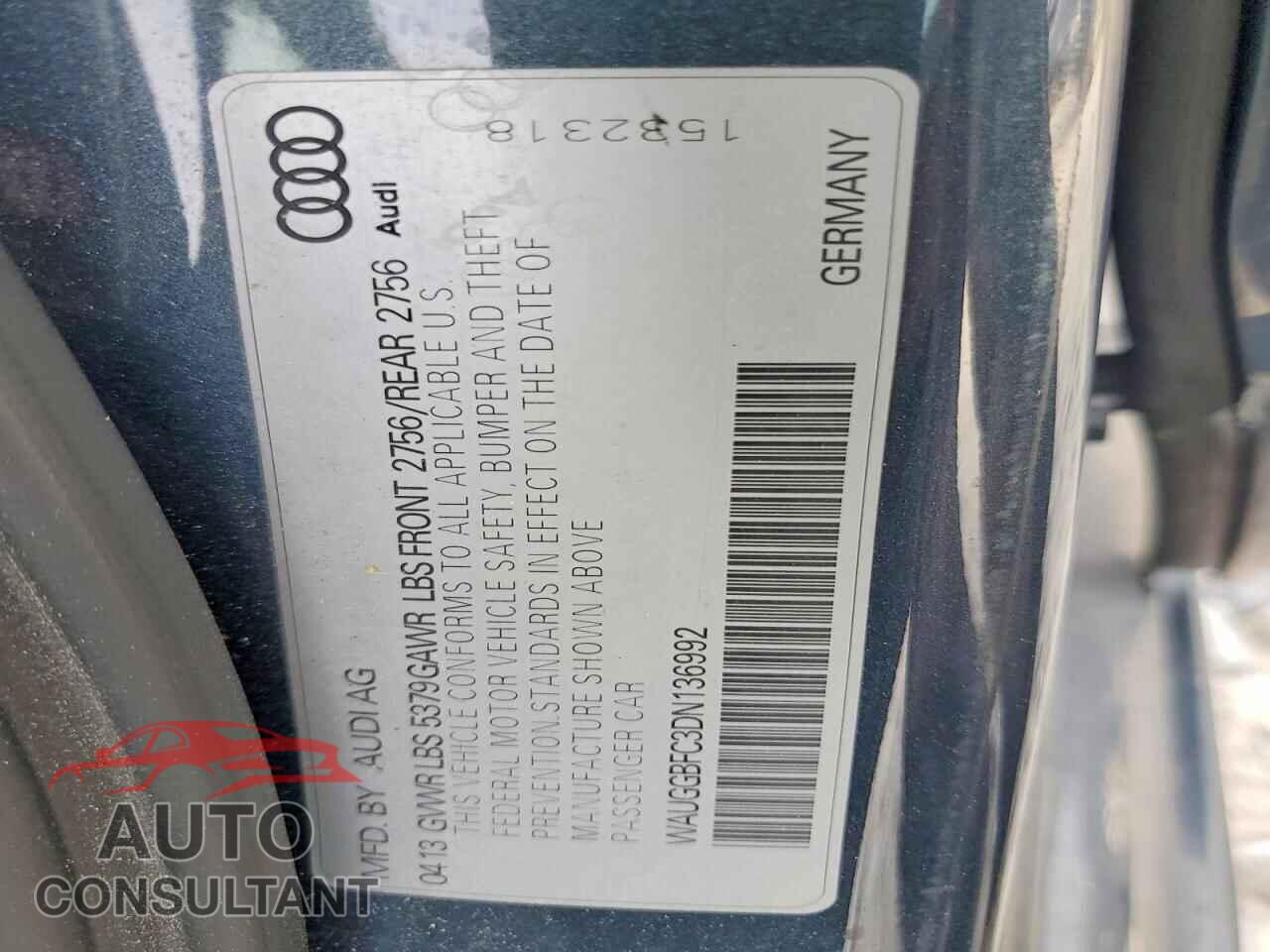 AUDI A6 2013 - WAUGGBFC3DN136992
