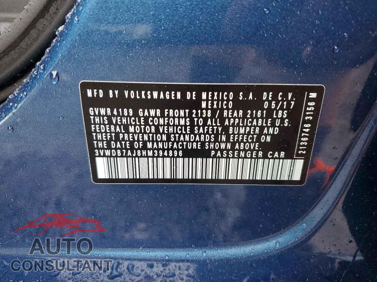 VOLKSWAGEN JETTA 2017 - 3VWDB7AJ8HM394896