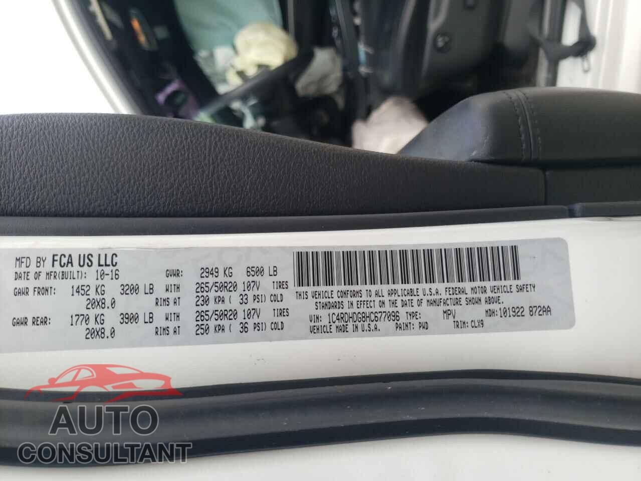 DODGE DURANGO 2017 - 1C4RDHDG8HC677096