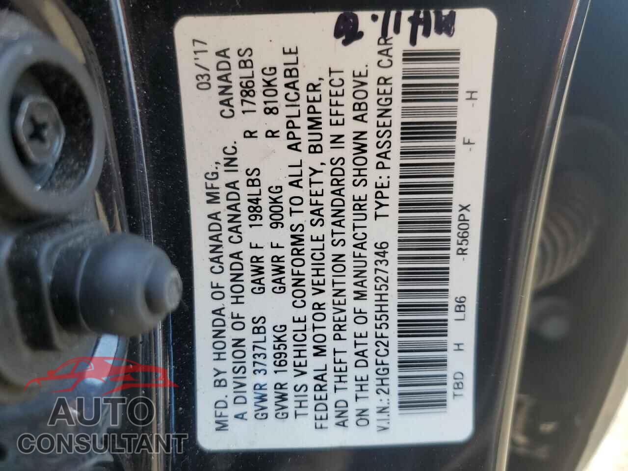 HONDA CIVIC 2017 - 2HGFC2F55HH527346