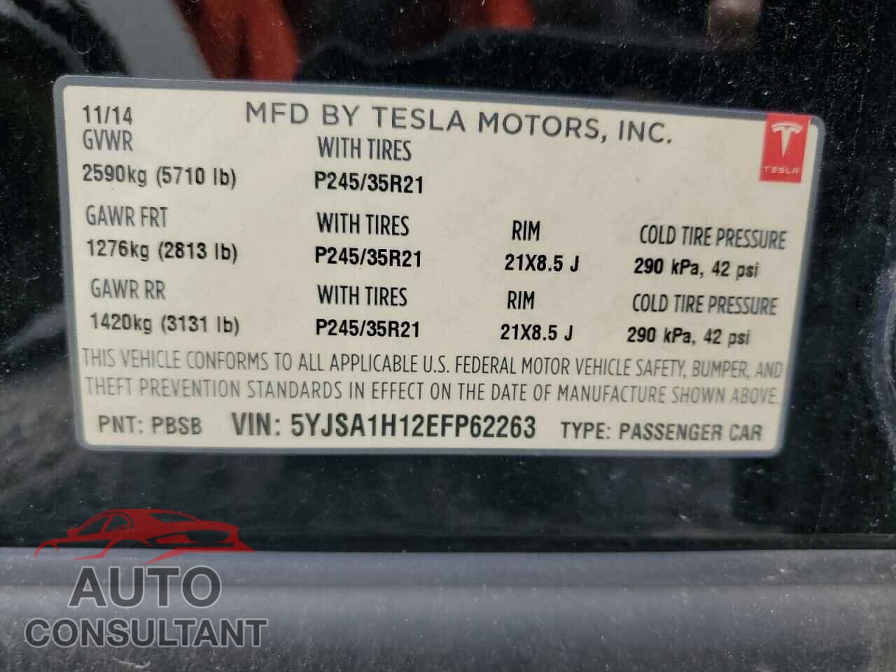 TESLA MODEL S 2014 - 5YJSA1H12EFP62263