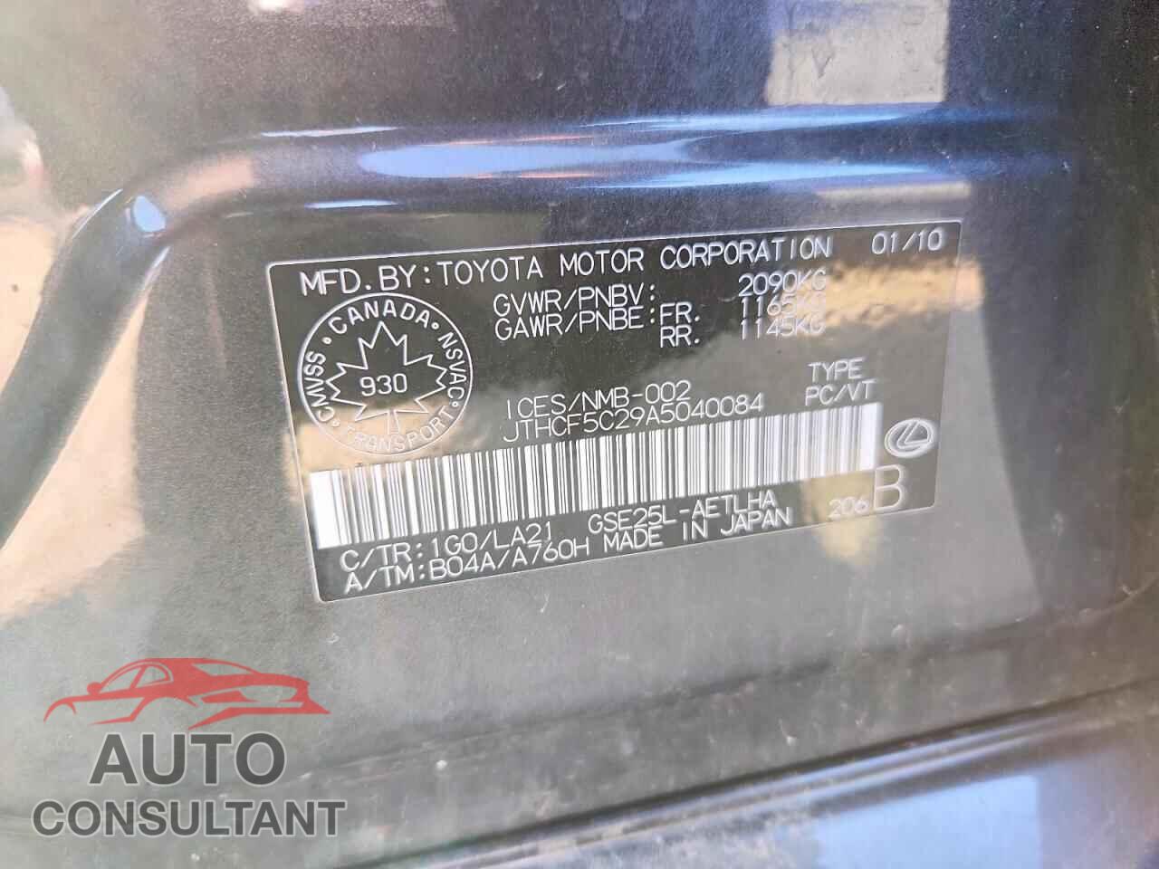 LEXUS IS 2010 - JTHCF5C29A5040084