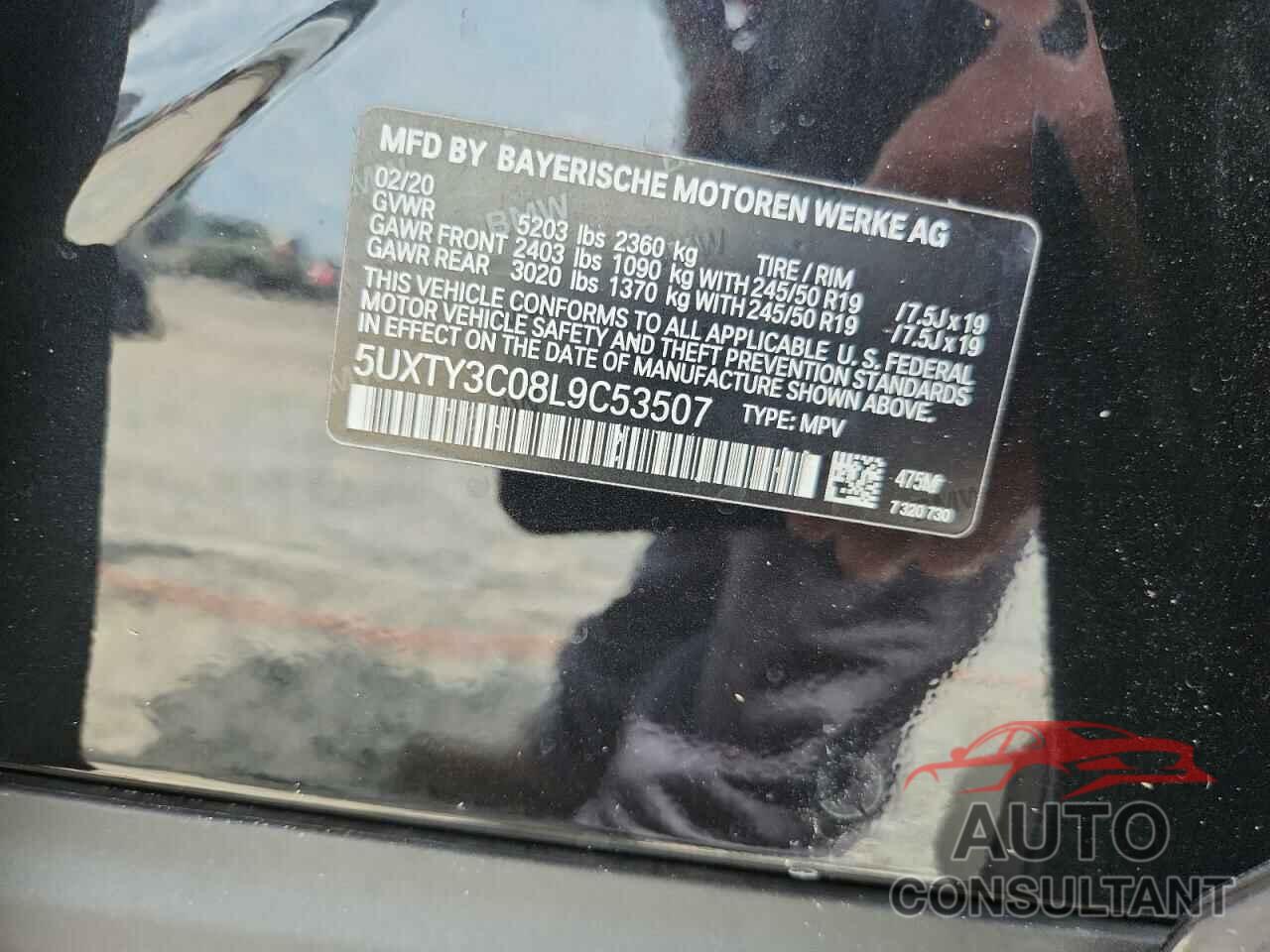 BMW X3 2020 - 5UXTY3C08L9C53507