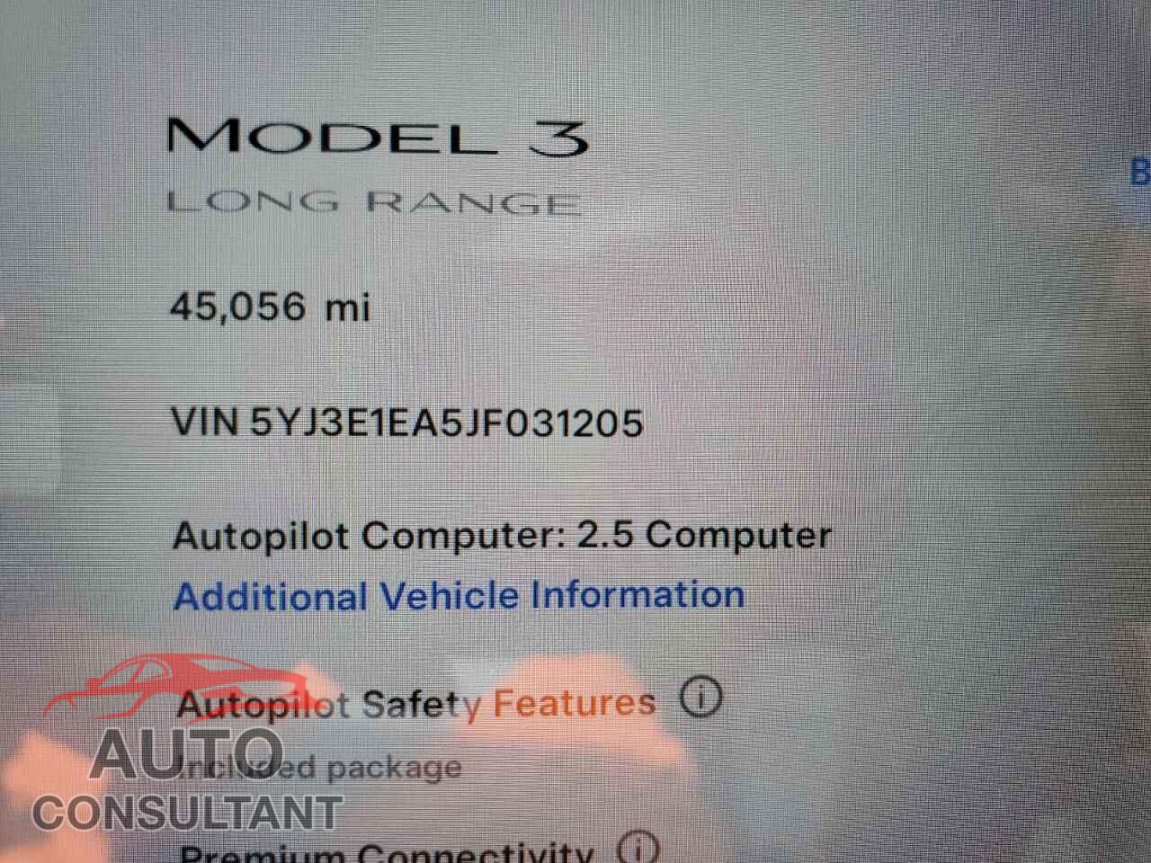 TESLA MODEL 3 2018 - 5YJ3E1EA5JF031205