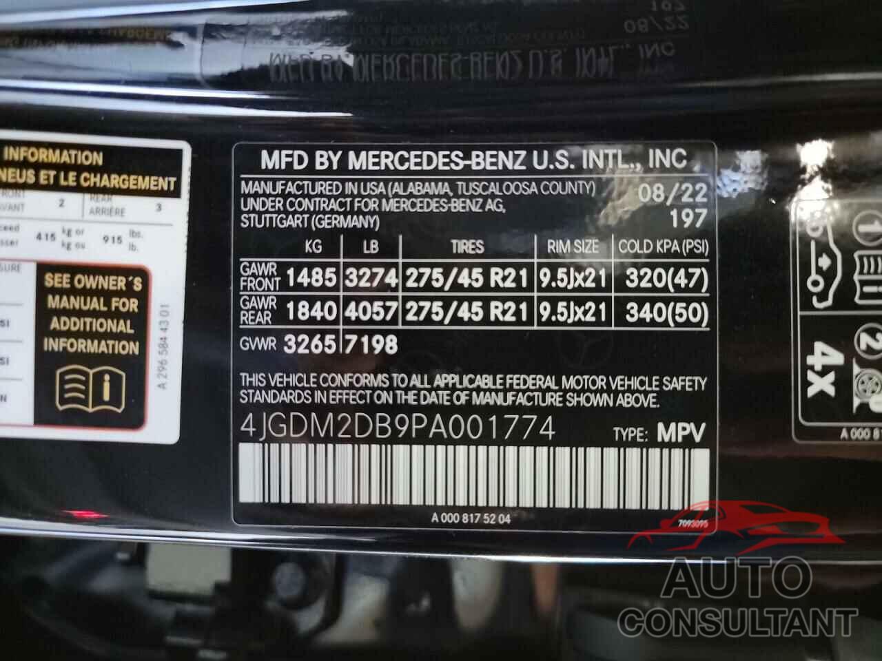 MERCEDES-BENZ EQS SUV 45 2023 - 4JGDM2DB9PA001774