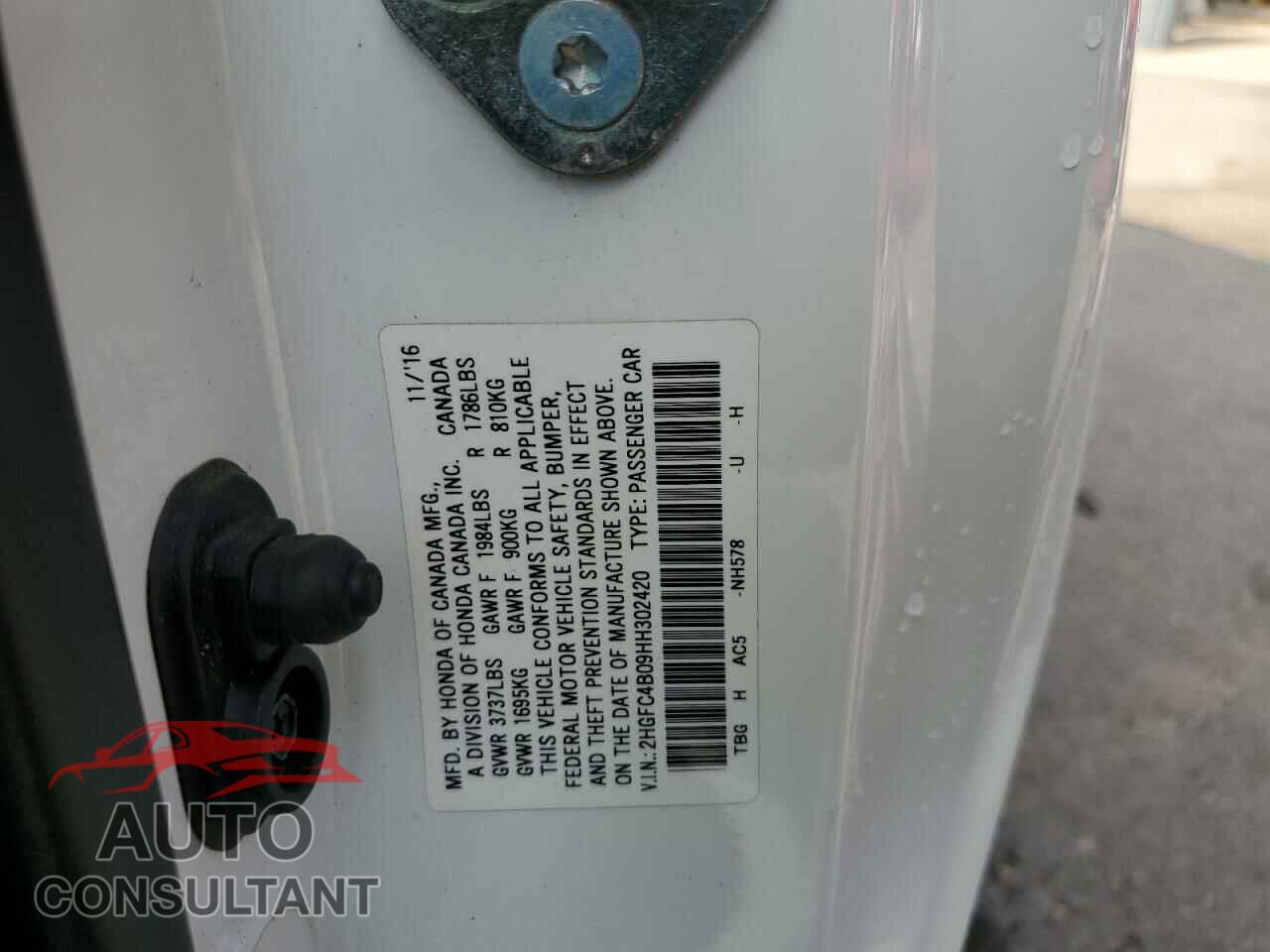 HONDA CIVIC 2017 - 2HGFC4B09HH302420