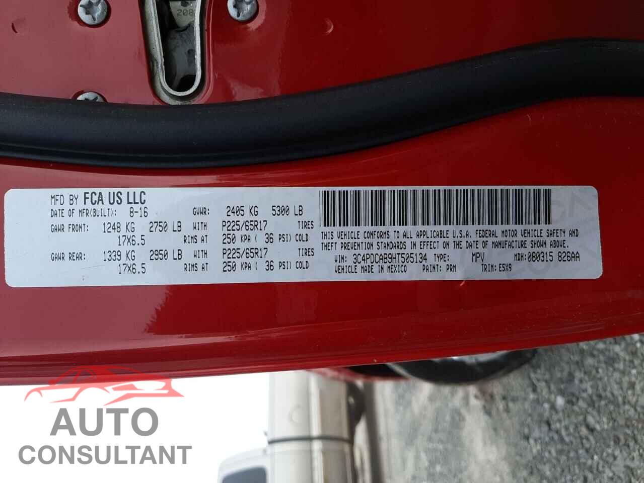 DODGE JOURNEY 2017 - 3C4PDCAB9HT505134