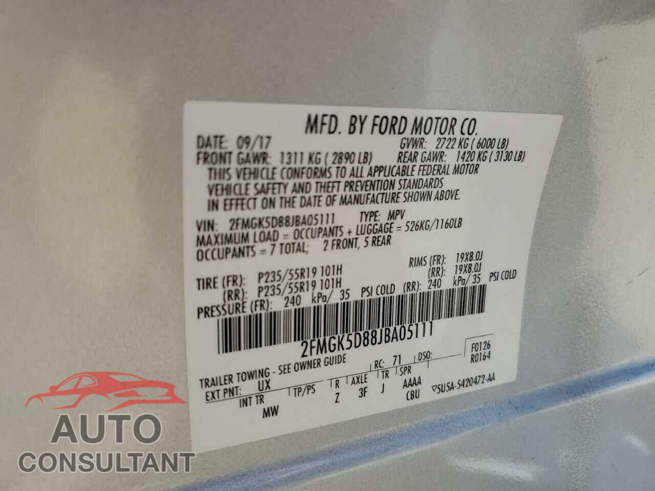 FORD FLEX 2018 - 2FMGK5D88JBA05111