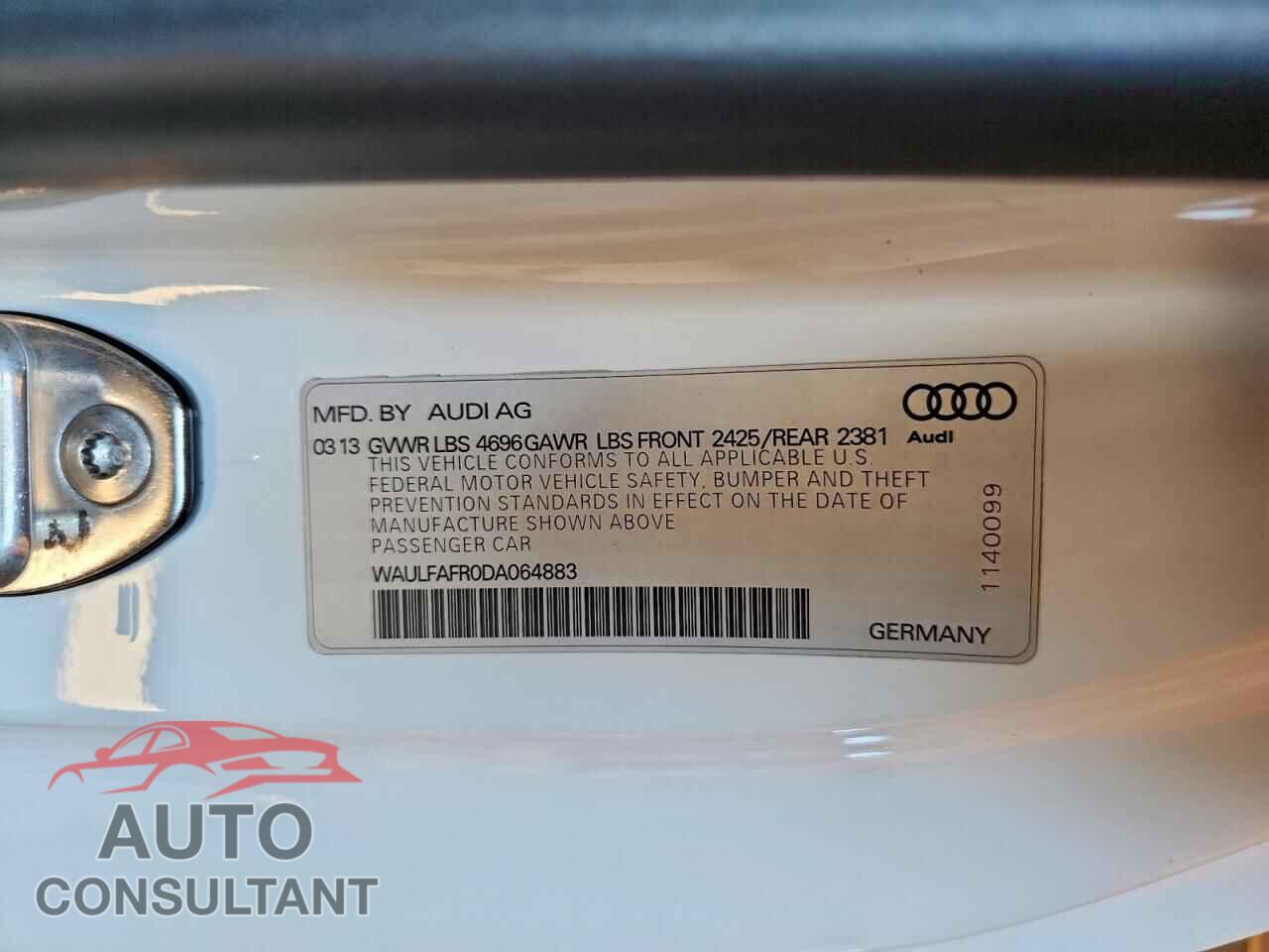 AUDI A5 2013 - WAULFAFR0DA064883