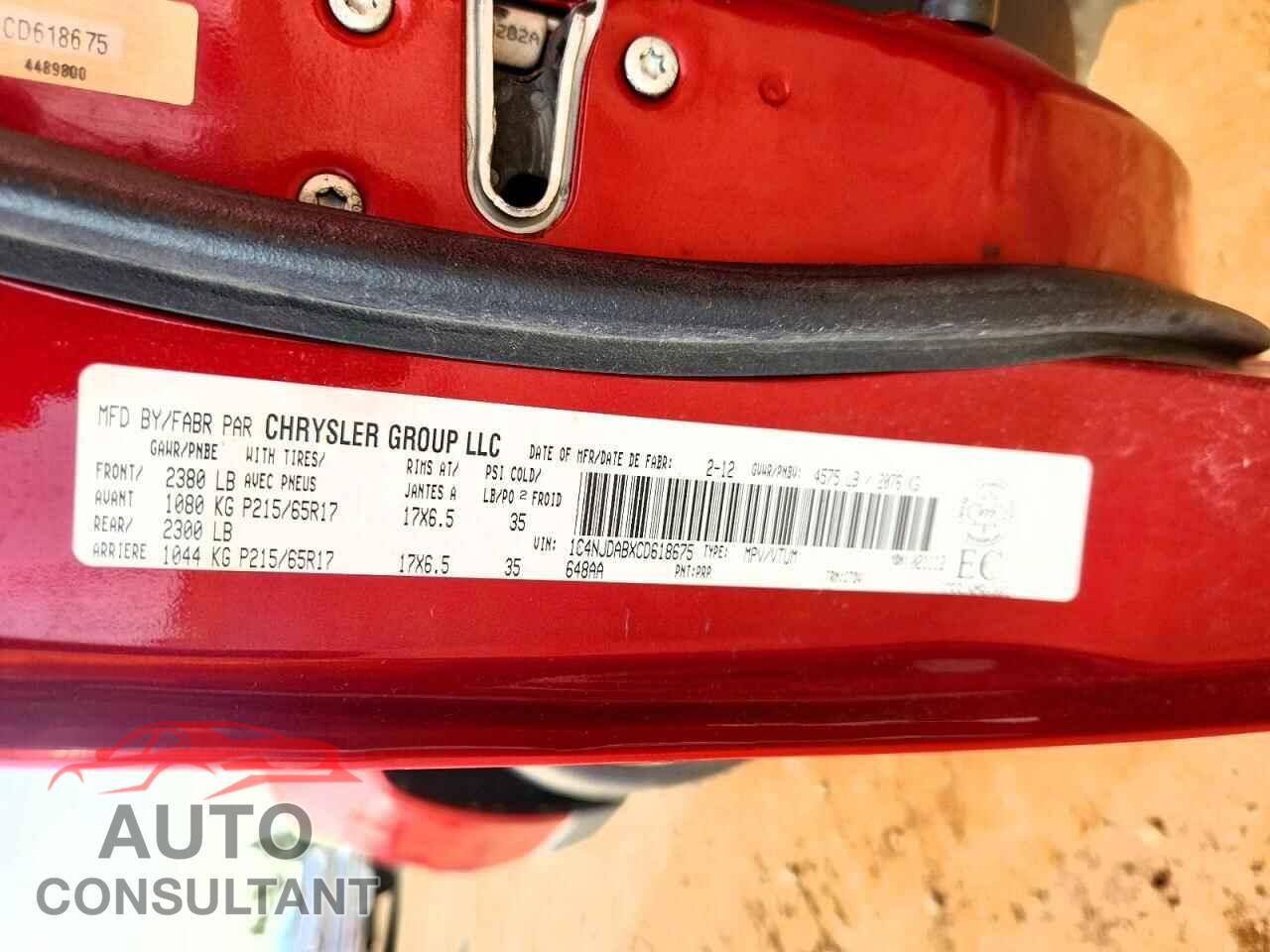 JEEP COMPASS 2012 - 1C4NJDABXCD618675